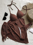 Conjunto Biquíni Halter Com Bojo Push-Up E Saída De Praia Combinando