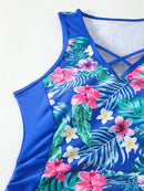 Tankini Com Estampa Tropical E Amarração Nas Laterais