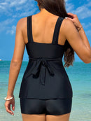 Tankini Com Top Drapeado E Shortinho De Elástico