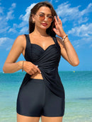 Tankini Com Top Drapeado E Shortinho De Elástico