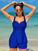 Tankini Com Top Drapeado E Shortinho De Elástico