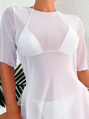 Saída De Praia Com Fenda Lateral E Tecido Transparente