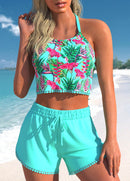 Conjunto Praia Top Cropped E Short Com Pompons