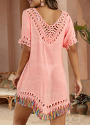 Saída de Praia com Crochê Colorido e Franjas Charmosas