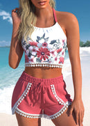 Conjunto Praia Top Cropped E Short Com Pompons