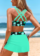 Conjunto Praia Estampado Com Top Franzido E Saia Com Fenda