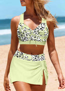 Conjunto Praia Estampado com Saia Lateral Ajustável