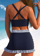 Conjunto Praia Top Transpassado E Saia Babado