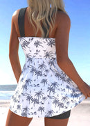 Tankíni Estampado Com Saia Evase E Alças Largas