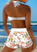Conjunto Praia Floral Com Top Texturizado E Short Estampado