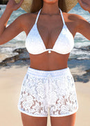 Conjunto Praia Com Top Cortininha E Short Rendado