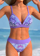 Biquíni Xadrez Com Top Estruturado E Acabamento Contrastante