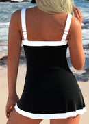 Tankíni Bicolor Com Alças Grossas E Saia Sobreposta