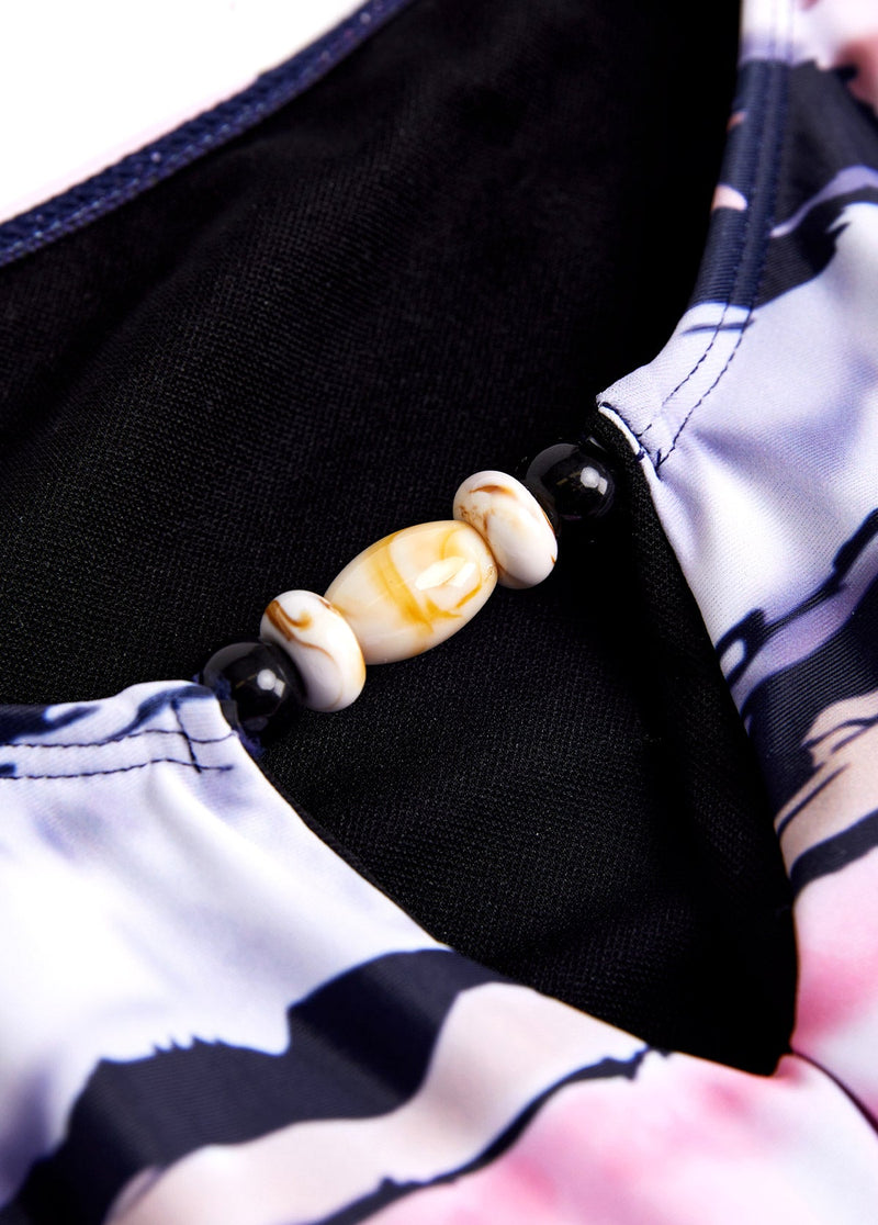 Tankíni Floral Com Recorte Frontal E Gradiente Suave