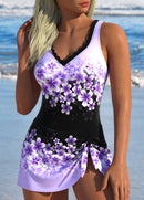 Maiô Estampado Com Saia Assimétrica E Amarração Lateral