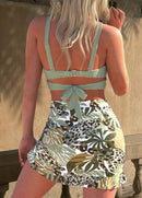 Conjunto Praia Top Halter Com Saia Estampada