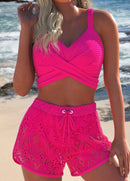 Conjunto Praia Top Transpassado E Short Rendado