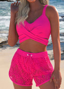 Conjunto Praia Top Transpassado E Short Rendado