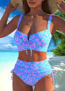 Biquíni Estampado Animal Print Com Cintura Alta Ajustável