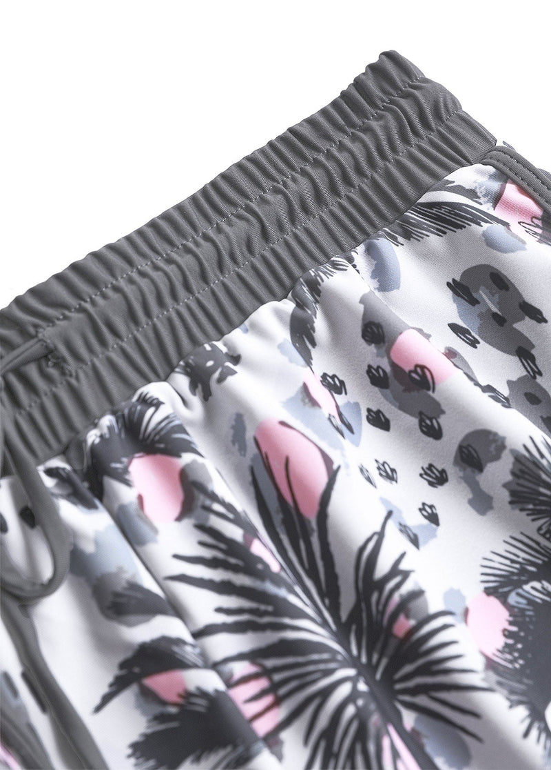 Tankíni Plissado Com Detalhes Estampados E Short Tropical