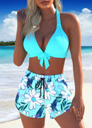 Conjunto Praia Top Frente Única E Short Floral