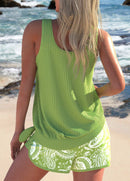 Tankíni Plissado Com Detalhes Estampados E Short Tropical