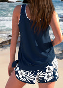 Tankíni Plissado Com Detalhes Estampados E Short Tropical