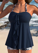 Tankíni Plissado Frente Única Com Babado Central