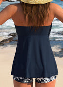 Tankíni Plissado Frente Única Com Babado Central