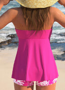 Tankíni Plissado Frente Única Com Babado Central