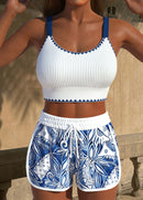 Conjunto Praia Top Cropped E Short Estampado