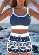 Conjunto Praia Top Cropped E Short Estampado