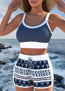 Conjunto Praia Top Cropped E Short Estampado