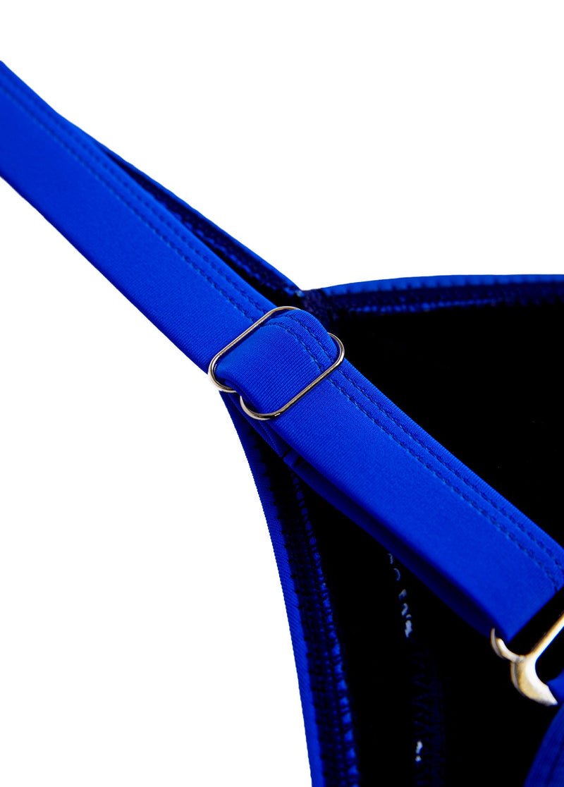 Maiô Bicolor Com Decote Transpassado E Ajuste Lateral