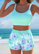 Conjunto Praia Top Cropped E Short Estampado