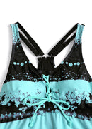 Tankíni Estampado Com Amarração Frontal E Bermuda Fitness