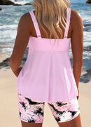 Tankíni Canelado Com Decote Torcido E Estampa Wave