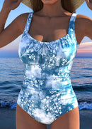 Maiô Estampado Floral Com Franzido E Laço Frontal