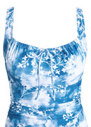 Maiô Estampado Floral Com Franzido E Laço Frontal