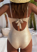 Maiô Acetinado Com Decote Cruzado E Cintura Drapeada