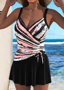 Maiô Estampado Com Saia Transpassada E Ajuste Lateral