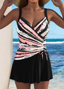 Maiô Estampado Com Saia Transpassada E Ajuste Lateral