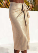 Saída de Praia Pareô Acetinada Com Laço E Fenda Lateral