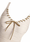 Maiô Texturizado Com Saia Assimétrica E Amarração Frontal