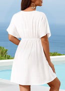 Saída de Praia Decote V com Renda e Cintura Marcada