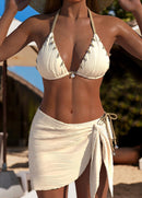 Conjunto Biquíni Texturizado Com Amarração Lateral E Frufru