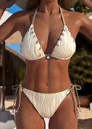 Conjunto Biquíni Texturizado Com Amarração Lateral E Frufru