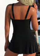 Maiô Texturizado Com Saia Assimétrica E Amarração Frontal