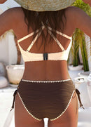 Biquíni Bicolor Cintura Alta Com Laterais Trançadas