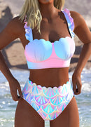 Biquíni Texturizado Cintura Alta Com Recorte Ondulado